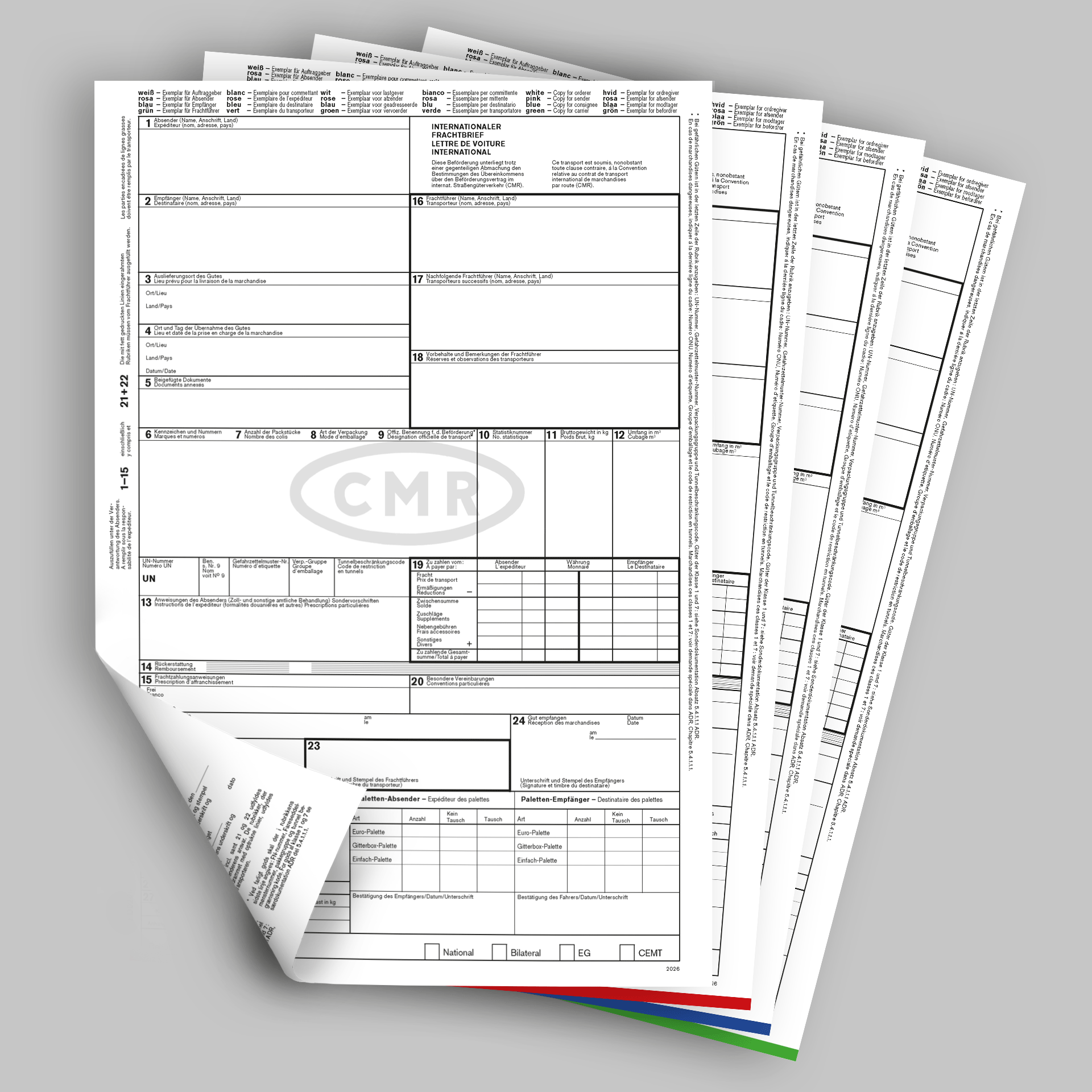 CMR - Internationaler Frachtbrief für Laserdrucker
